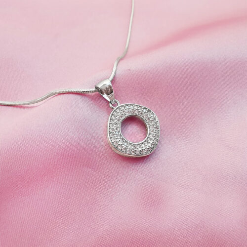 Silver chain pendant with zircon stones