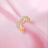 zircon stone inserts golden ring zigzag