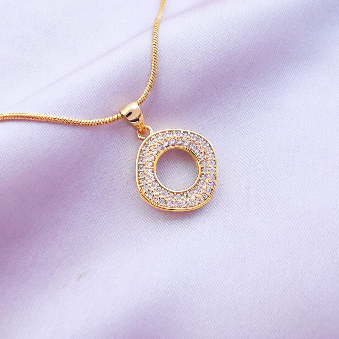 Golden chain gold pendant cubic zircon stones