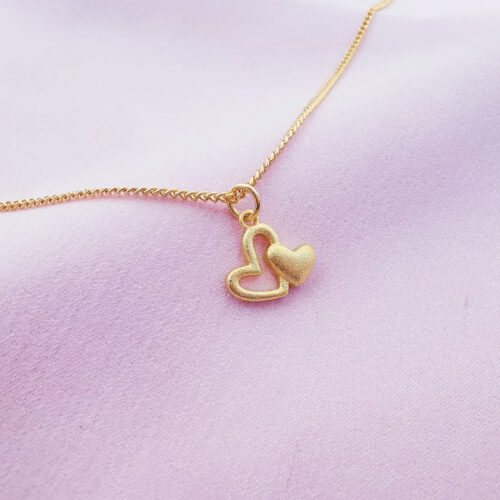 heart pendant golden small cute