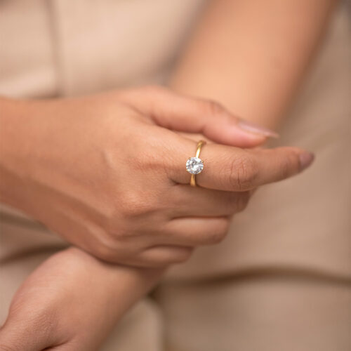 Alternative view of Celeste solitaire set ring (gold/silver)