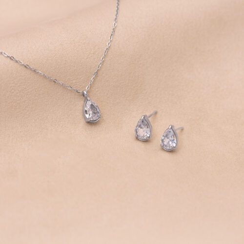 Lyra drop necklace set (silver)