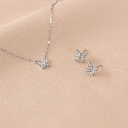 Astralis butterfly necklace set (silver)