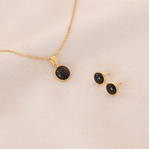 Onyx necklace set (gold)
